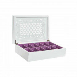 Jewelry box DKD Home Decor Watches 29 x 20 x 9,5 cm Crystal Lilac White MDF Wood