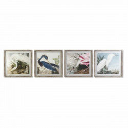 Painting DKD Home Decor 60 x 2,5 x 60 cm Bird Oriental (4 Pieces)