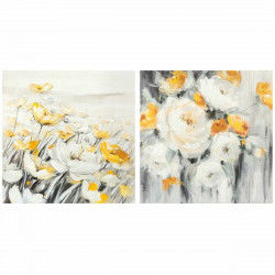 Painting DKD Home Decor 90 x 3,7 x 90 cm Flowers Cottage (2 Units)
