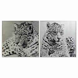 Painting DKD Home Decor 100 x 2,5 x 100 cm Leopard Colonial (2 Units)