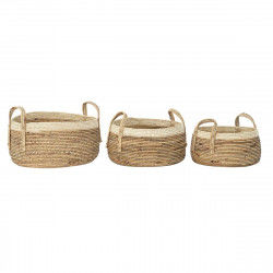 Basket set DKD Home Decor Tropical Natural Fibre Rushes (45 x 45 x 33 cm) (3...