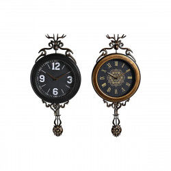 Wall Clock DKD Home Decor 27 x 7,5 x 57,5 cm Crystal Black Golden Iron...