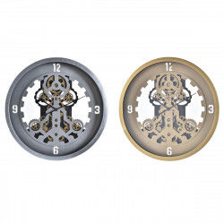Wall Clock DKD Home Decor Crystal Silver Golden Iron 50 x 8 x 50 cm (2 Units)