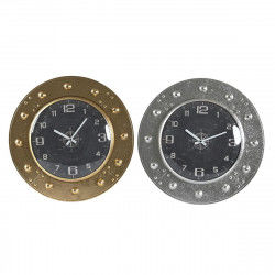 Wall Clock DKD Home Decor 48,5 x 6 x 48,5 cm Crystal Silver Black Golden Iron...