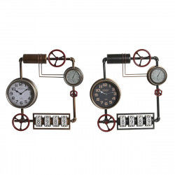 Wall Clock DKD Home Decor 57 x 9,5 x 57 cm Crystal Red Black Golden Iron...
