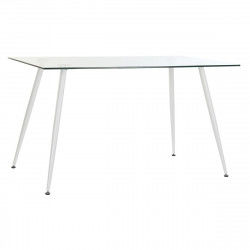 Spisebord DKD Home Decor Krystal Metal Hvid (135 x 75 x 75 cm)