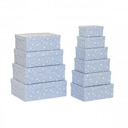 Set of Stackable Organising Boxes DKD Home Decor White Sky blue Children's...