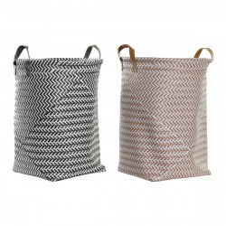 Laundry basket DKD Home Decor Geometric Grey Beige White Polyurethane...