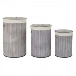 Set of Baskets DKD Home Decor Beige Grey Bamboo 38 x 38 x 60 cm (3 Pieces) (2...