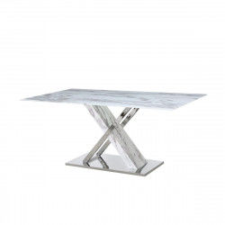 Spisebord DKD Home Decor Krystal Sølvfarvet Grå Stål Hvid 180 x 90 x 78 cm