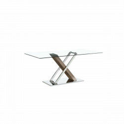Dining Table DKD Home Decor 180 x 100 x 78 cm Silver Brown Steel Dark brown...