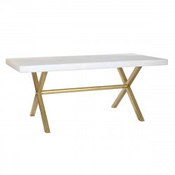 Dining Table DKD Home Decor White Golden Brass Mango wood 180 x 90 x 76 cm
