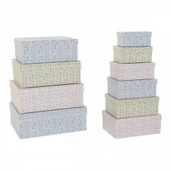 Set of Stackable Organising Boxes DKD Home Decor Yellow Blue Pink Cardboard...