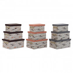 Set of Stackable Organising Boxes DKD Home Decor Brown Grey Orange 40 x 30 x...