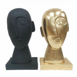 Decorative Figure DKD Home Decor Face Black Golden 14,5 x 10,5 x 27,5 cm (2...