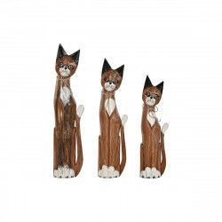 Decorative Figure DKD Home Decor White Brown Cats 21 x 7 x 80 cm 17 x 6 x 80 cm