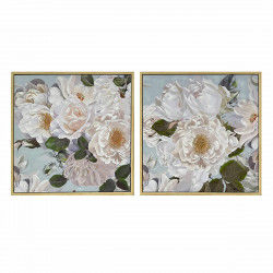 Painting DKD Home Decor 80 x 4 x 80 cm Flowers Shabby Chic (2 Units)