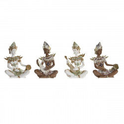 Figurine Décorative DKD Home Decor Blanc Marron Buda Oriental 18 x 12 x 27,5...