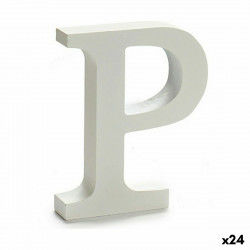 Letter P Wood White (2 x 16 x 14,5 cm) (24 Units)