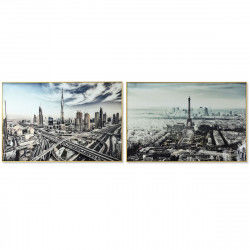 Obraz DKD Home Decor Miasto 120 x 4 x 80 cm Loft (2 Sztuk)