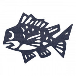 Painting Fish Metal Navy Blue 36 x 26 cm