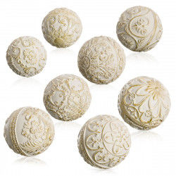 Balls Decoration Golden White 10 x 10 x 10 cm (8 Units)