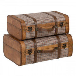 Set of Chests 50 x 36 x 20 cm Synthetic Fabric Wood Frames (2 Pieces)