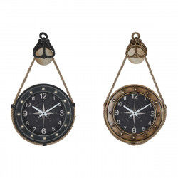 Reloj de Pared DKD Home Decor 43 x 8 x 71 cm Cristal Negro Dorado Hierro (2...