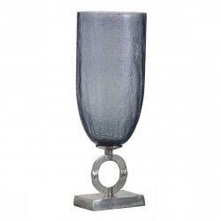 Vase 17 x 17 x 47 cm Crystal Grey Metal Silver