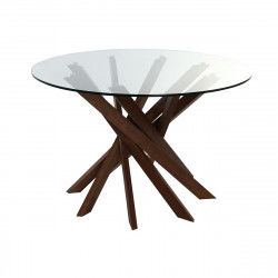 Dining Table DKD Home Decor Crystal Brown Transparent Walnut 120 x 120 x 76 cm