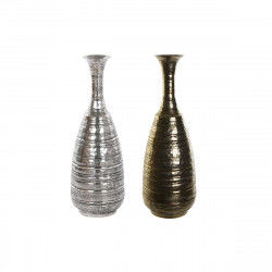 Vase DKD Home Decor 24 x 24 x 67 cm Aged finish Silver Golden Aluminium...