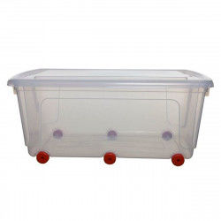 Storage Box with Wheels Archivo 2000 Transparent Plastic 70 L 44 x 81 x 34 cm