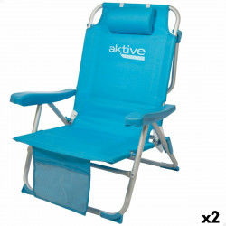 Chaise Pliante avec Repose-Tête Aktive 49 x 80 x 58 cm Bleu (2 Unités)
