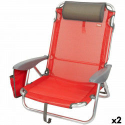 Sammenfoldelig stol med nakkestøtte Aktive Menorca Rød 51 x 76 x 45 cm (2...