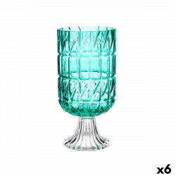 Vase Engraving Turquoise Crystal 13 x 26,5 x 13 cm (6 Units)