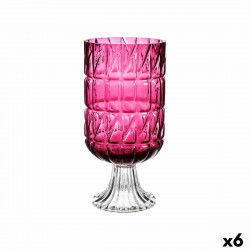Vase Kobberstik Mørk pink Krystal 13 x 26,5 x 13 cm (6 enheder)