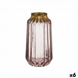 Vase Pink Glass 13 x 23,5 x 13 cm (6 Units)