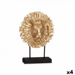Decorative Figure Lion Black Golden 28 x 38,5 x 11,5 cm (4 Units)