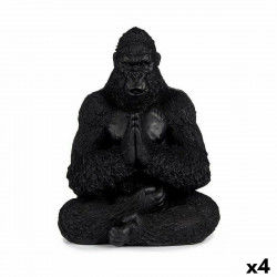 Statua Decorativa Gorilla Yoga Nero 16 x 28 x 22 cm (4 Unità)