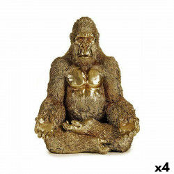 Figurine Décorative Gorille Yoga Doré 19 x 26,5 x 22 cm (4 Unités)