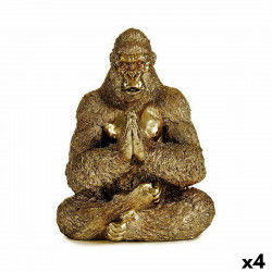 Figurine Décorative Yoga Gorille Doré 16 x 27,5 x 22 cm (4 Unités)