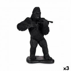 Dekorativ figur Gorilla Violin Sort 17 x 41 x 30 cm (3 enheder)