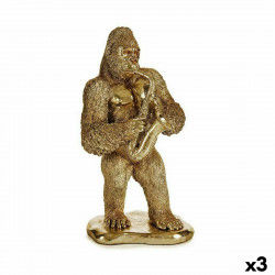 Dekorativ figur Gorilla Saksofon Gylden 18,5 x 38,8 x 22 cm (3 enheder)