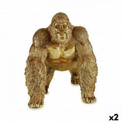 Dekorativ figur Gorilla Gylden 20 x 27,5 x 34 cm (2 enheder)