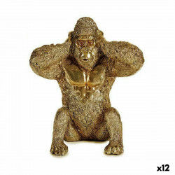 Statua Decorativa Gorilla Dorato 10 x 18 x 17 cm (12 Unità)