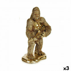 Figurine Décorative Gorille Guitare Doré 16 x 39 x 27 cm (3 Unités)