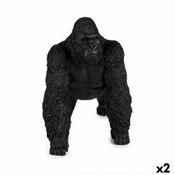 Dekorativ figur Gorilla Sort 20 x 27 x 34 cm (2 enheder)