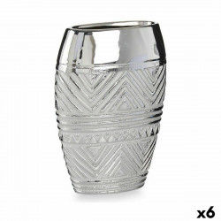Vase Width Silver Ceramic 9,5 x 26,5 x 19,5 cm (6 Units)