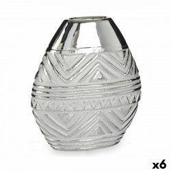 Vase Bredde Sølvfarvet Keramik 8 x 19,5 x 17,5 cm (6 enheder)