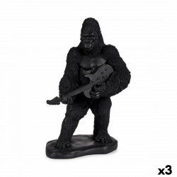 Figurine Décorative Gorille Guitare Noir 17,5 x 38 x 27 cm (3 Unités)